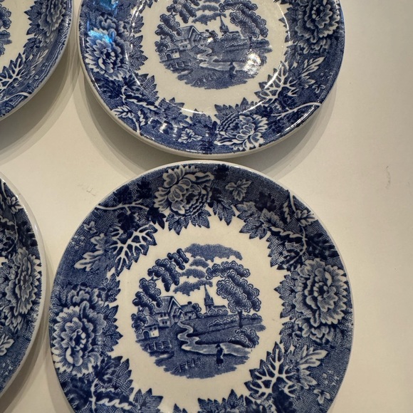 Vintage Woods Ware english pottery blue transfer small condiment bowls - Picture 5 of 6